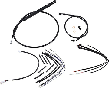 harley davidson softail street bob fxbb [BURLY BRAND] – Komplettes schwarzes Vinyl-Lenkerzug-/Leitungskit für Ape Hangers