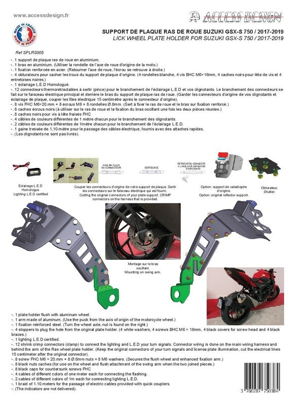 Suzuki Gsx-S 750 [ACCESS DESIGN] - Kennzeichenhalter auf Radhöhe schwarz Suzuki GSX-S750