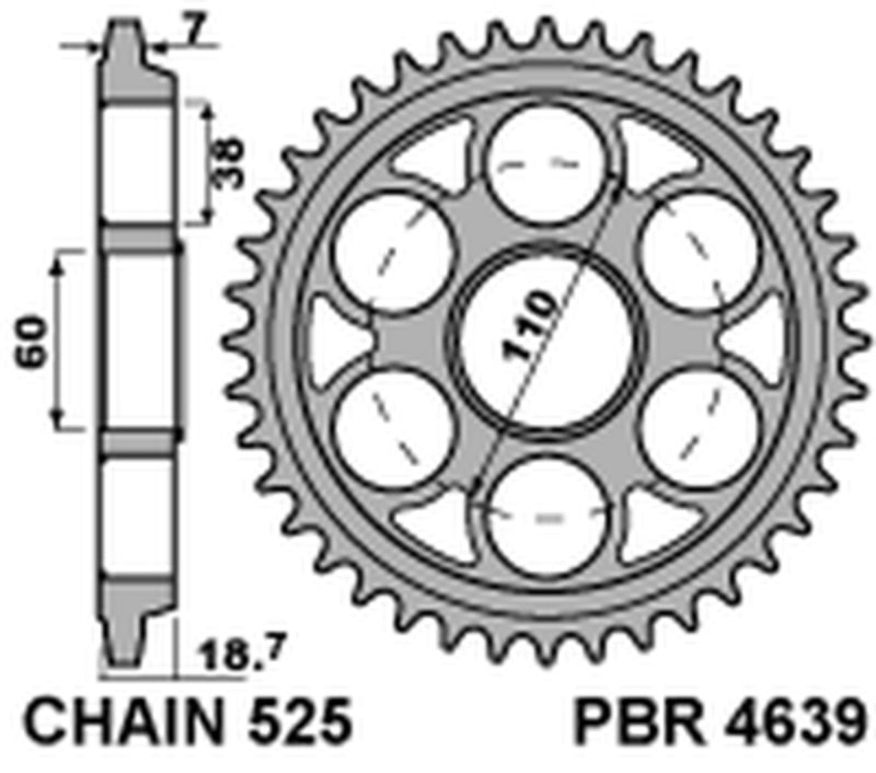 Ducati Panigale 1199 [PBR] - Kettenrad Aluminium verstärkt - 525
