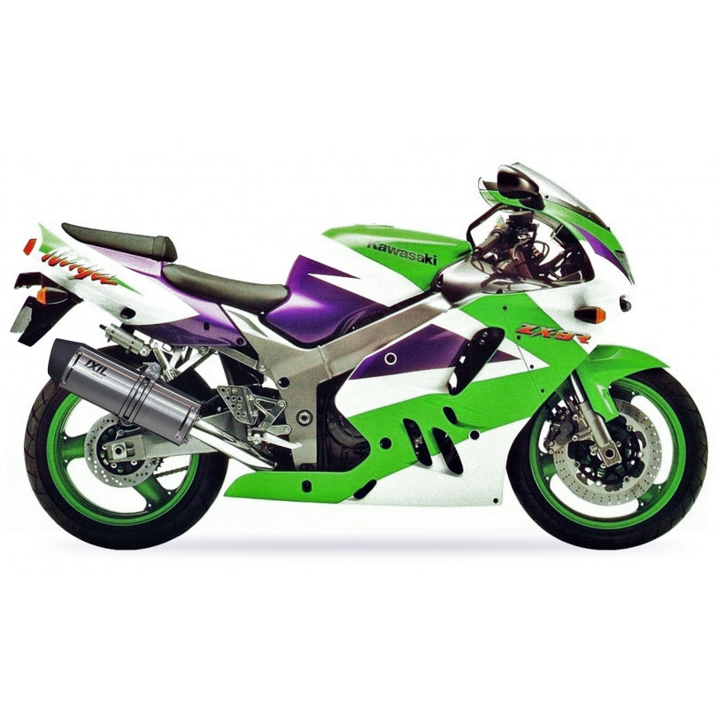 Kawasaki Ninja ZX-9 R (ZX 900 B) [1994-1997] - Hexoval Endtopf Edelstahl / Endkappe schwarz
