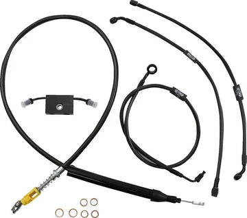 Harley Davidson Fxdrs 114 [LA CHOPPERS] - Standard Midnight Braided Handlebar/Brake Line Kit
