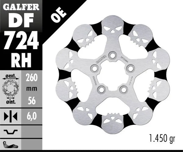 Harley-Davidson XL 883 R Roadster [2009-2010, 2013] – Kiinteä jarrulevy Skull – Kuva 4