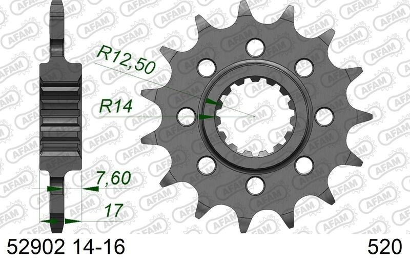 Ducati Panigale V 4 25 Anniversario 916 [2019] - Kettenkit 520 XHR4 - 16/41-114 - Standard Kettenrad Alu - AFAM-Kettenradträger erforderlich