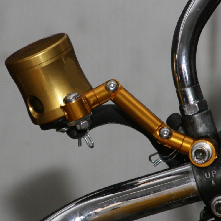 Adapter Bremsbehälter – 2-Fach 180° und Verschraubung 360° verstellbar, Aluminium, gold eloxiert
