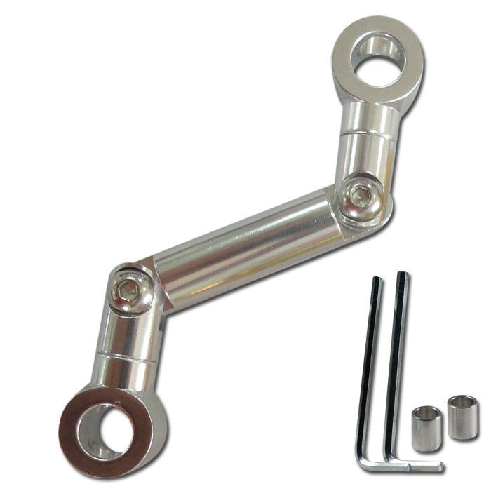 Adapter Bremsbehälter – 2-Fach 180° und Verschraubung 360° verstellbar, Aluminium, silber eloxiert
