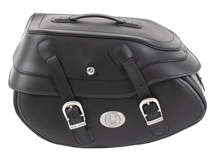 Motorradtasche [Hepco & Becker] - Leder Buffalo schwarz links – Rohrpacktaschenhalter