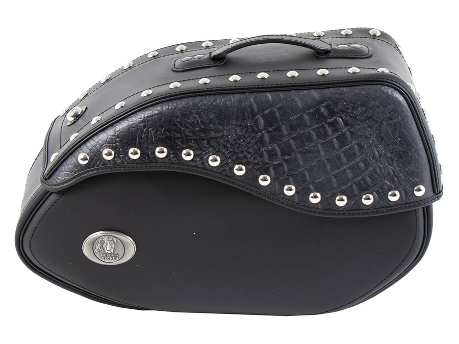 Motorradtasche [Hepco & Becker] - Leder Ivory schwarz rechts – Rohrpacktaschenhalter