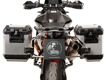 KTM 890 SMT [2023-2026] - Kofferträgerset Cutout Edelstahl inkl. Xplorer Cutout silber Kofferset 40/37