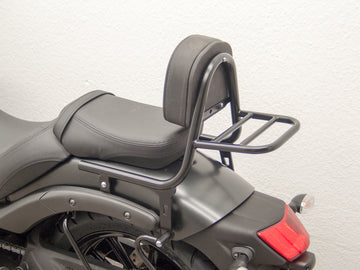 Kawasaki Vulcan S (EN650A) 2015-2020 ja (EN650J) 2021- [2015-2020]- Putkesta valmistettu Sissy Bar, jossa on tyynyjä ja matkalaukkuja, musta
