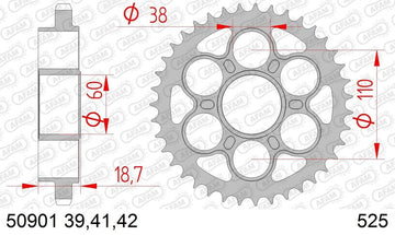 Ducati Monster 1200 [AFAM] - Hammaspyörän terässtandardi - 525