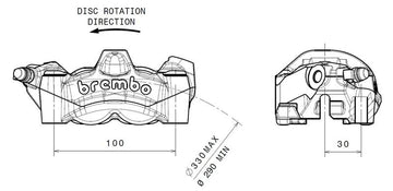 Ducati Monster 1200 [BREMBO] - M50 vasen etujarrusatula titaani Ø30mm - 0