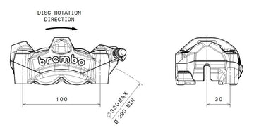 Ducati Monster 1200 [BREMBO] - M50 vasen etujarrusatula titaani Ø30mm - 0