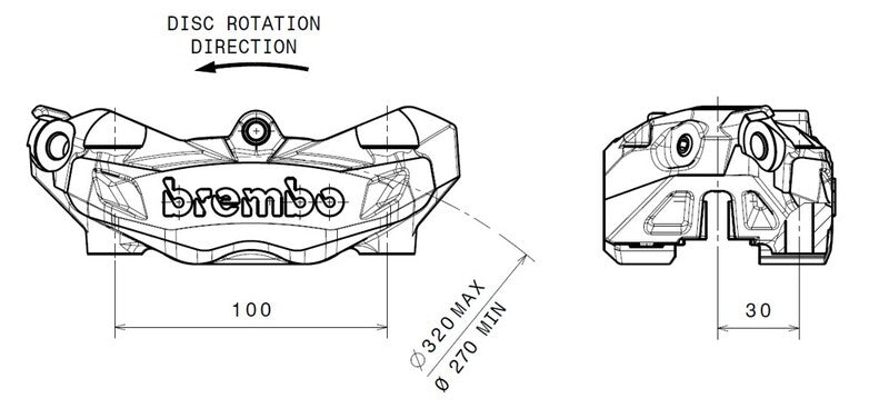 Ducati Hypermotard 939 [BREMBO] - M4 Bremssattel vorne links Gold Ø32mm