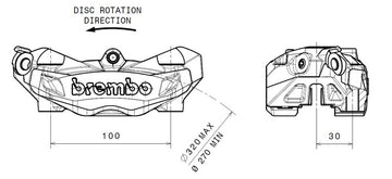 Bmw R Ninet Scrambler [BREMBO] - M4 Bremssattel vorne links Schwarz Ø32mm - 0