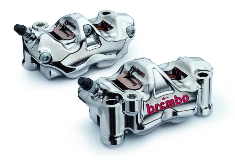 Bmw S 1000 [BREMBO RACING] - Paar GP4RX - 1mm Bremssättel (CNC-gefräst - verchromt) (mit Belägen)