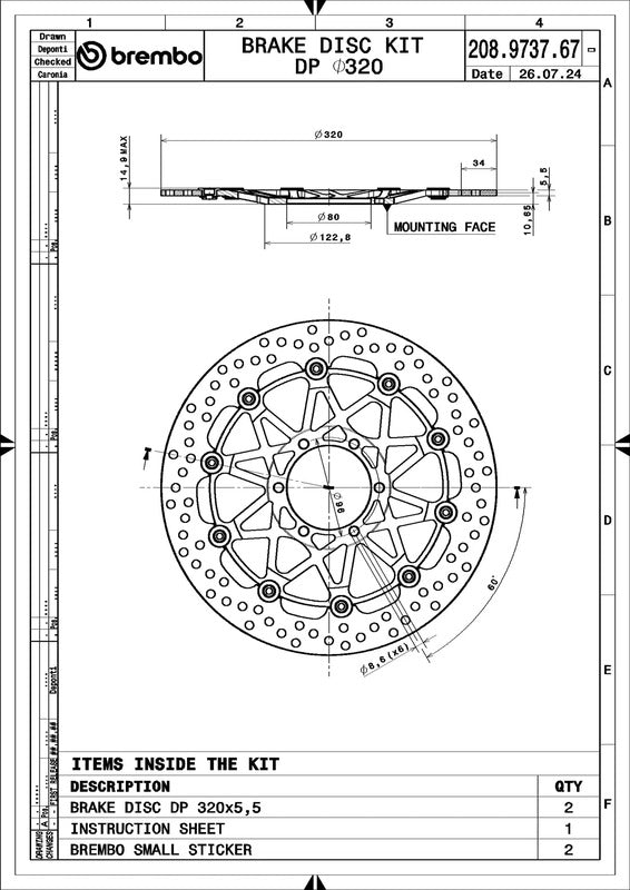 Bmw M 1000 [BREMBO RACING] - PÄIVITYS Supersport pyöreät kelluvat jarrulevyt - pareittain