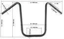 Suzuki Vl 800 Intruder Vo [HIGHWAY HAWK] - Bad Hawk 1 Zoll Lenker mit 3 Bohrungen, 845mm breit 370mm hoch, chrom