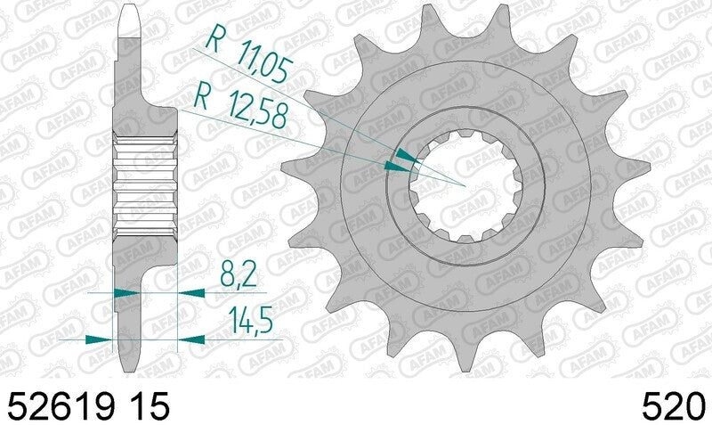 Ducati Monster 937 [AFAM] - Kettenkit 520XHR2 15/43 Super-verstärkt - Standard Kettenrad