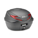 B39N Monolock® top case with plate – volume 39 liters, with red reflectors