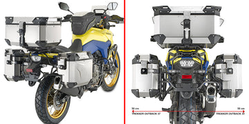 Suzuki V-Strom 800 SE [GIVI] - putkimainen teräksinen sivukotelon pidike PL ONE-FIT oikealla sivuttaissiirrolla vaeltajille