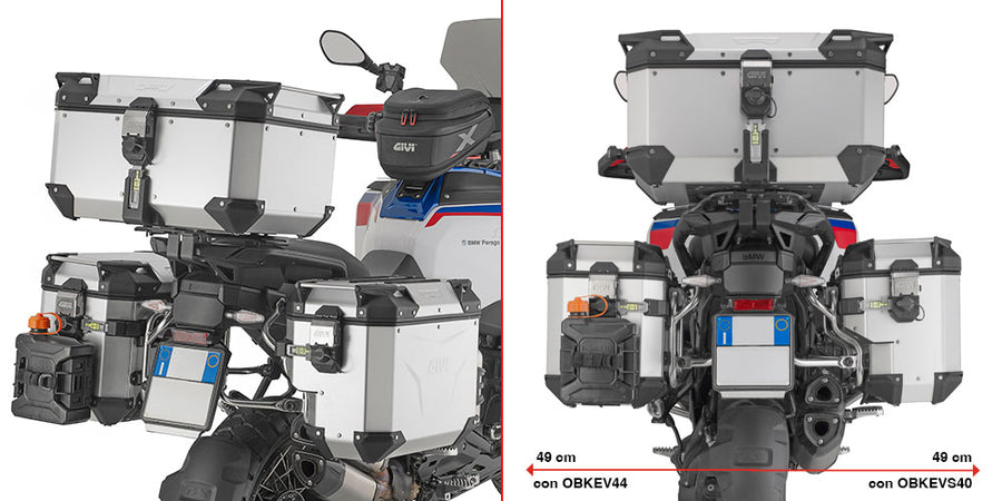 BMW R 1300 GS Adventure [GIVI] - Aus Edelstahl Stahlrohr-Seitenkofferträger PL ONE-FIT mit rechtem seitlichem Versatz