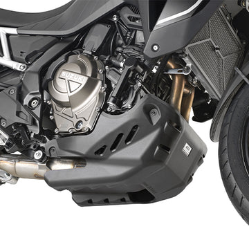 Suzuki V-Strom 800 SE [GIVI] - Moottorisuoja on valmistettu mustasta lasikuituvahvisteisesta muovista, joka asennetaan