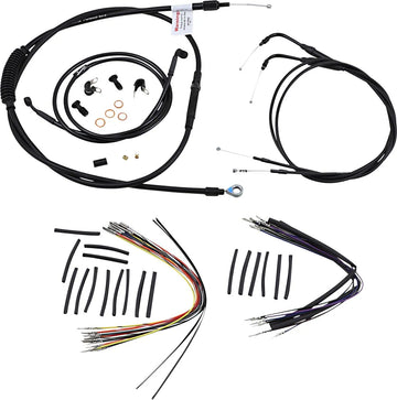 harley davidson fxst [BURLY BRAND] – Komplettes schwarzes Vinyl-Lenkerzug-/Leitungskit für Ape Hangers - 0