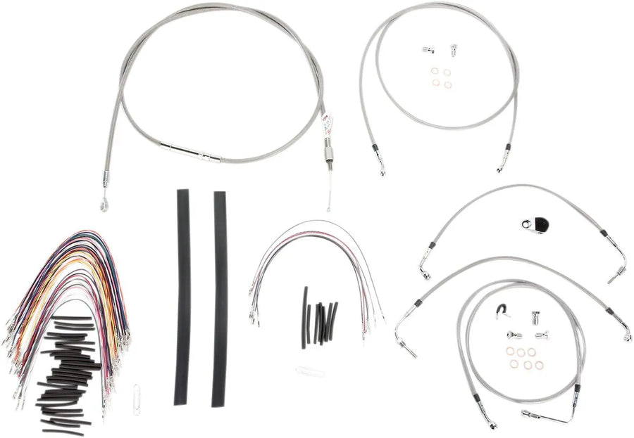 harley davidson flhtc [BURLY BRAND] – Komplettes Edelstahl-Lenkerzug/Bremsleitungs-Kit