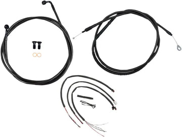 Harley Davidson Fxdrs 114 [LA CHOPPERS] - Complete Midnight Braided Handlebar Cable/Brake Line Kit
