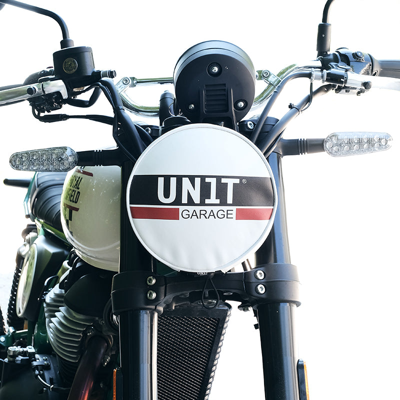 BMW R nineT 1200 Scrambler [2016-2023] - Scheinwerferabdeckung aus Leder mit Logo