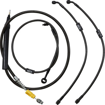 harley davidson flfb [LA CHOPPERS] – Standard Midnight Geflochtenes Lenkerkabel/Bremsleitungs-Kit