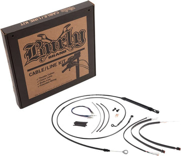 harley davidson softail street bob fxbb [BURLY BRAND] – Komplettes schwarzes Vinyl-Lenkerzug-/Leitungskit für Ape Hangers - 0