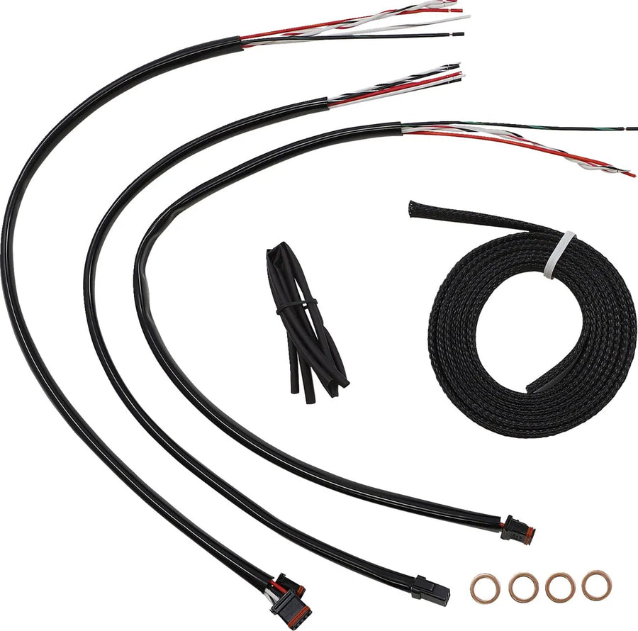 harley-davidson street bob [LA CHOPPERS] – Komplettes schwarzes Vinyl-geflochtenes Lenkerzug-/Bremsleitungs-Kit