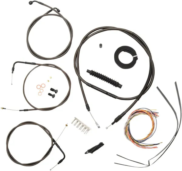Harley Davidson Flst [LA CHOPPERS] - Complete Midnight Braided Handlebar Cable/Brake Line Kit