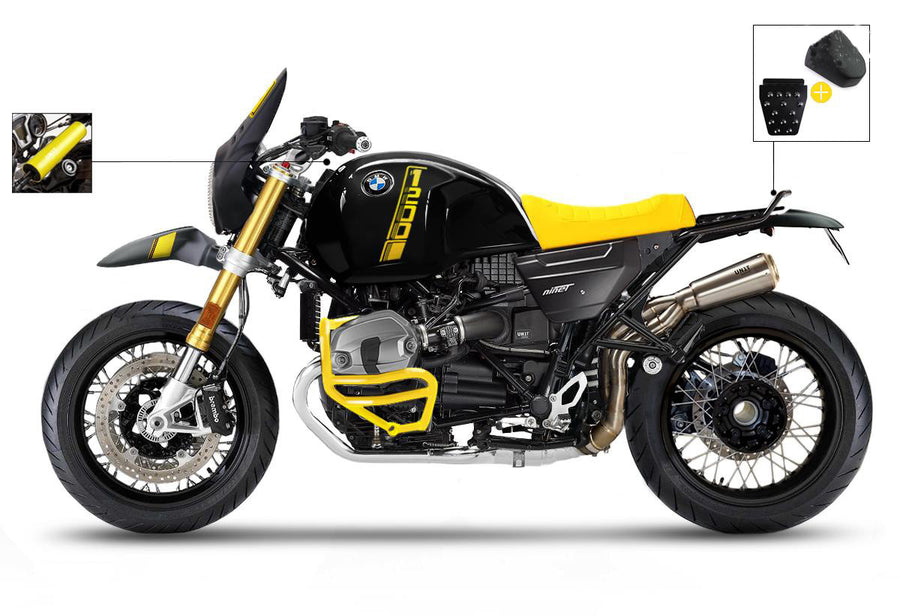BMW R nineT 1200 Pure [2017-2023] - Kit PARIS DAKAR Gelb 40th mit Zubehör