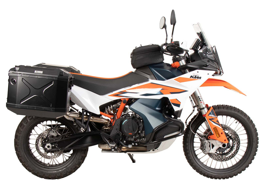 KTM 890 Adventure [2023-2026] - Pannier rack set Cutout stainless steel incl. Xplorer Cutout black pannier set 40/37