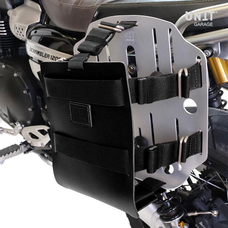 BMW R nineT 1200 Racer [2017-2020] - Aluminium-Taschenhalter mit verstellbarer Lederfront, Schnellkupplung und Rahmen